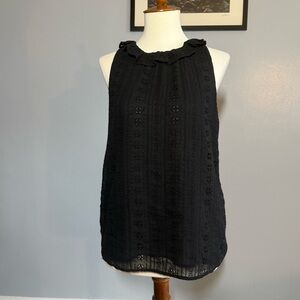 Ann Taylor Black Eyelet Sleeveless Top